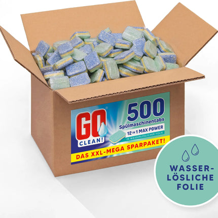 Go Clean  All-in-1 Spülmaschinen Tabs, 500er Box, wasserlösliche Folie 10 Kg