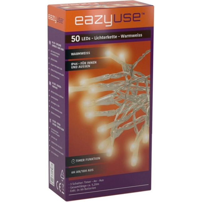 EazyUse 50er Lichterkette DL-H002EZU IP 44, warmweiß