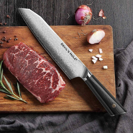 Devil's Hole® Damastmesser Santokumesser Schwarz