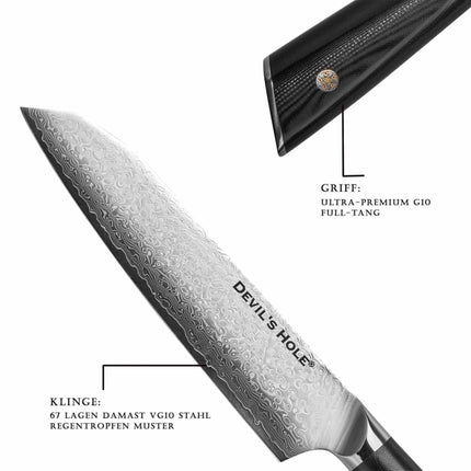 Devil's Hole® Damastmesser Santokumesser Schwarz