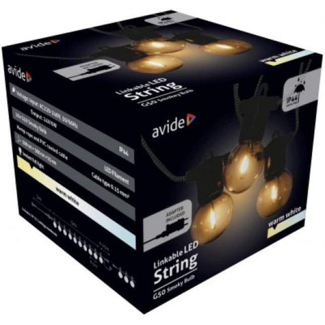 Avide Outdoor-Lichterkette, AOS10LE27-WW-3AA, 5m WW, exkl. 3xAA