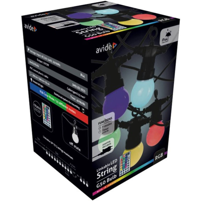 Avide Outdoor-Lichterkette, AOS10LE40LR, 5m RGB - erweiterbar