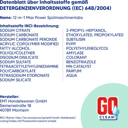 Go Clean  All-in-1 Spülmaschinen Tabs, 250er Box, wasserlösliche Folie 5 Kg