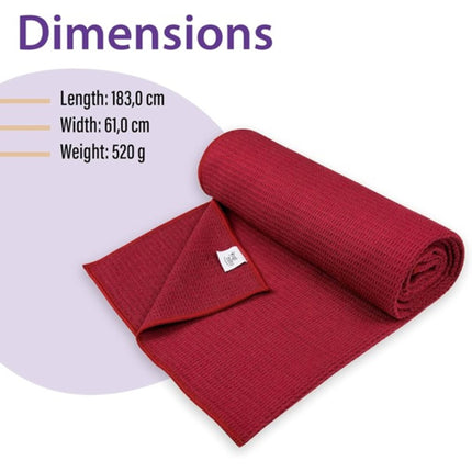 Yogibato Rutschfestes Mikrofaser-Yoga-Handtuch 183 x 61 cm Bordeaux