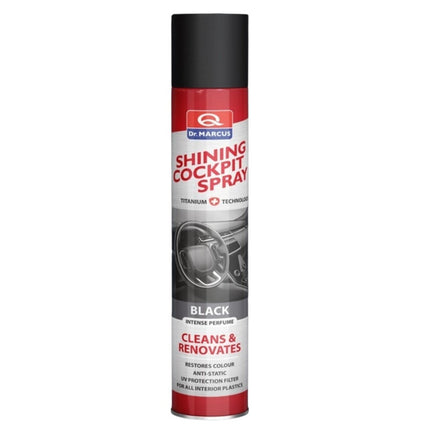 Das Shining Cockpit Spray black von Dr. Marcus pflegt und reinigt Armaturenbrett und Instrumente in Ihrem Fahrzeug. Frischer langanhaltender Duft inklusive. Jetzt online entdecken.
