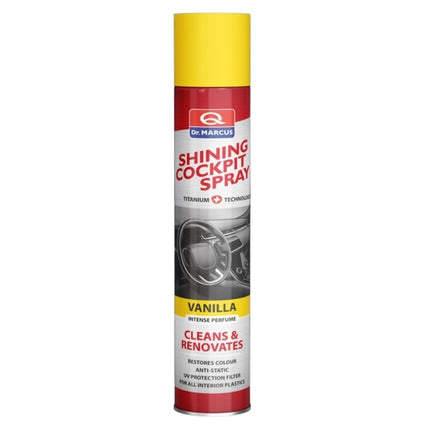 Exklusiver Duft und perfekte Reinheit – das ist das Dr. Marcus Shining Cockpit Spray vanilla. Jetzt in der 750 ml Dose kaufen.