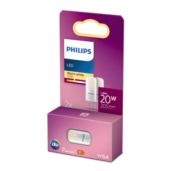 Philips LED 1.8 watt Standard Brenner ( 20W ) G4 Warmweiß non-dim 2er Pack