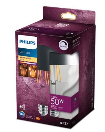 PHILIPS E27 LED Globe Kopfspiegellampe silber  7,2W wie 50W dimmbar mit warmweissen Licht