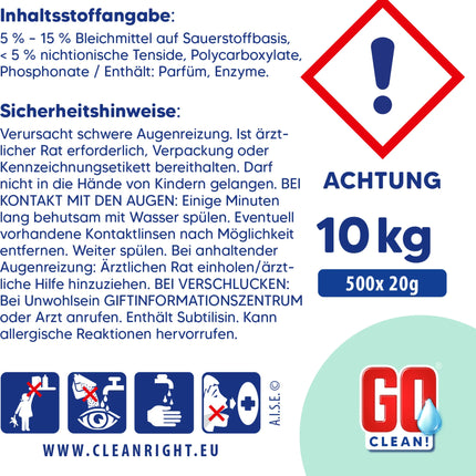 Go Clean  All-in-1 Spülmaschinen Tabs, 500er Box, wasserlösliche Folie 10 Kg