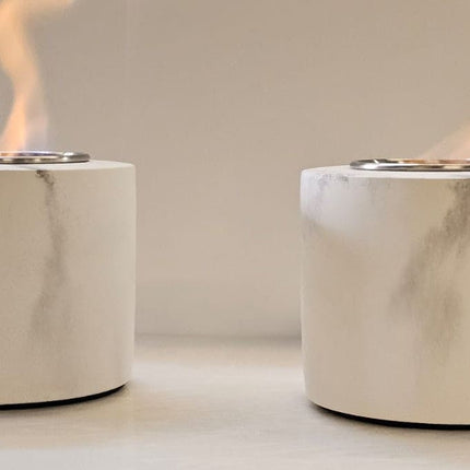 2 x Flammino Design-Tischkamin aus Marmor Look Flammino Premium Ethanol-Kamin Set 2 Stk