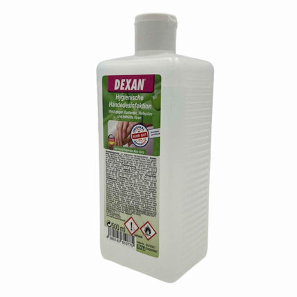 DEXAN Hände-Desinfektion mit hautpflegender Aloe Vera – 500ml weiche Pflege für Ihre Hände ( Ethanol )