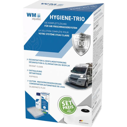 Hygiene-Trio Wasserhygiene Komplettset  für Tanks bis 100 Liter inkl. Silvertex