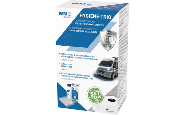 Hygiene-Trio Wasserhygiene Komplettset  für Tanks bis 100 Liter inkl. Silvertex